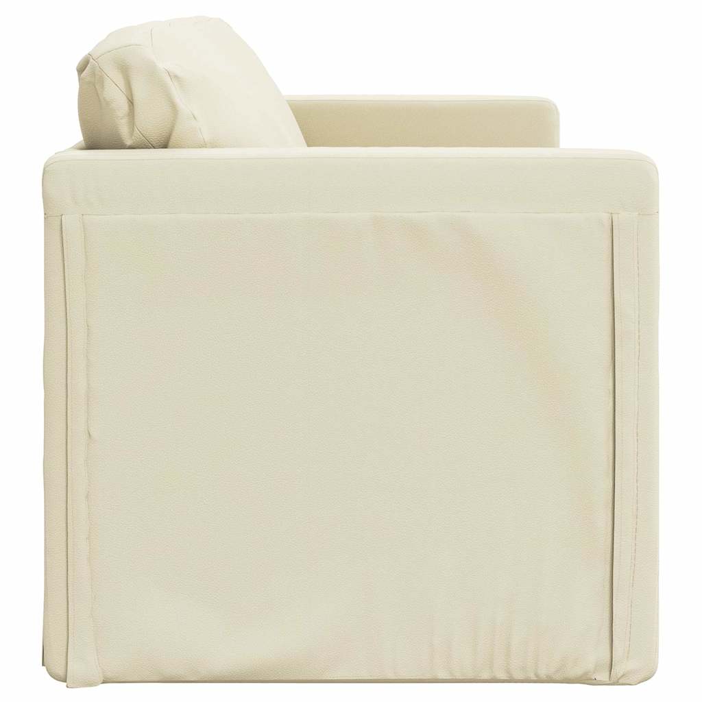 Floor Sofa with Sleeping Function Cream 112 x 174 x 55 cm Artificial Leather
