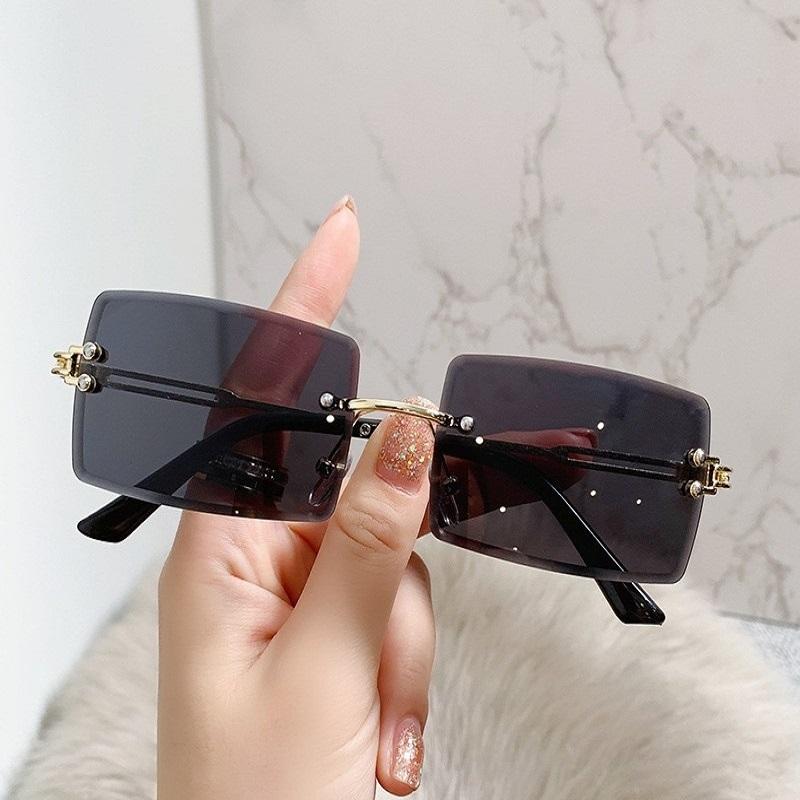 Gradient Pink Stylish Women Sun Glasses Square Retro Decorative Sun Shades Outdoor Travelling UV Protection Sunglasses