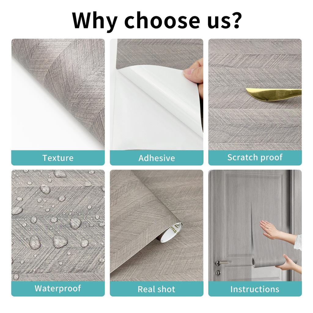 Retro wood grain PVC self-adhesive wall decals, suitable for bedroom, kitchen, living room, and office wall decoration.