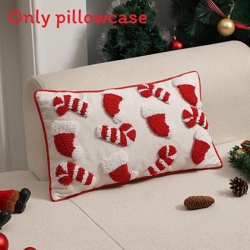 

Plush Pillowcase Christmas Pillow Cushion Cover Home Decor Holiday Red Texture 30*50cm/11.81*19.69in