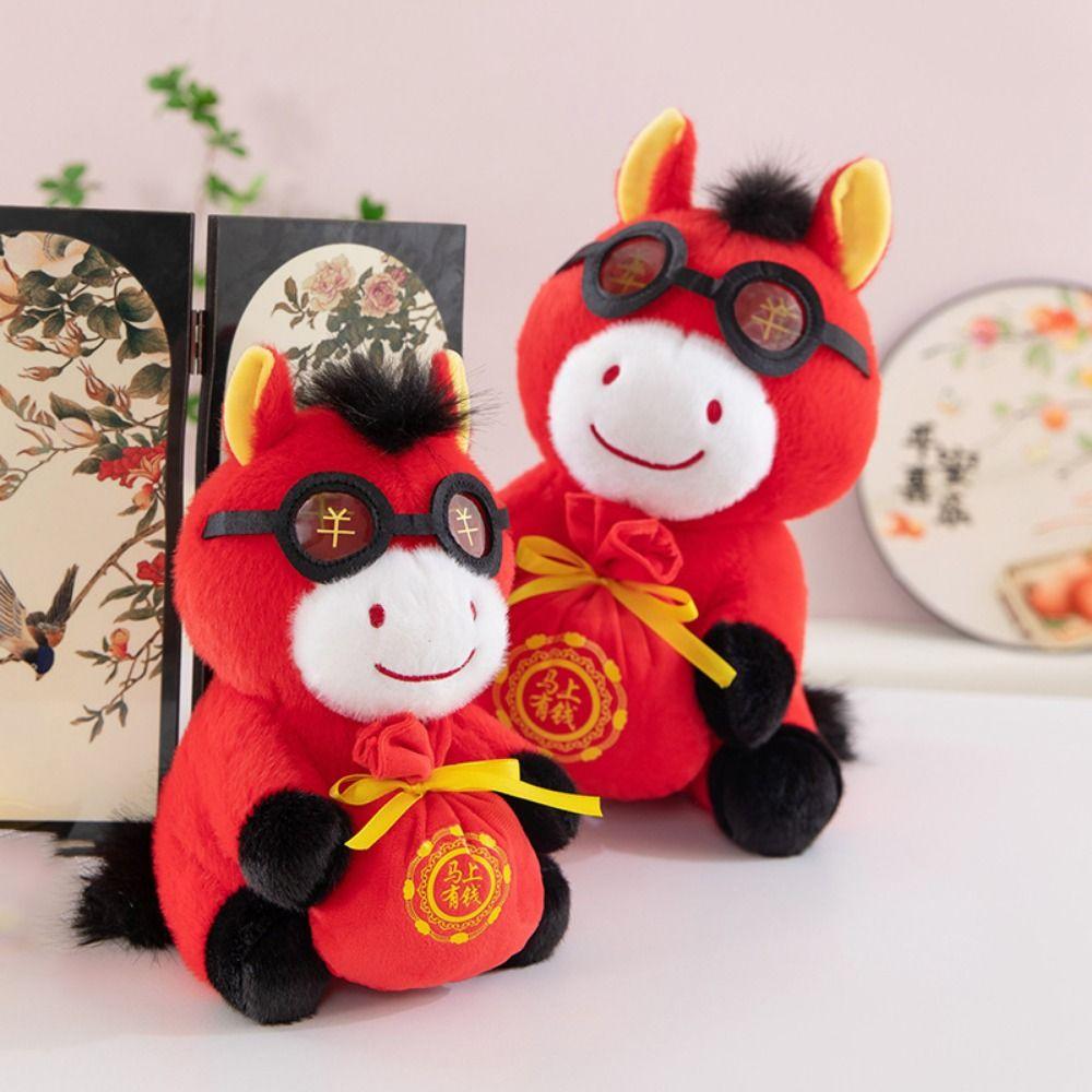 Creative Zodiac Pony Figurine Mascot Dolls Cute Horse Stuffed Animal Chinese New Year
