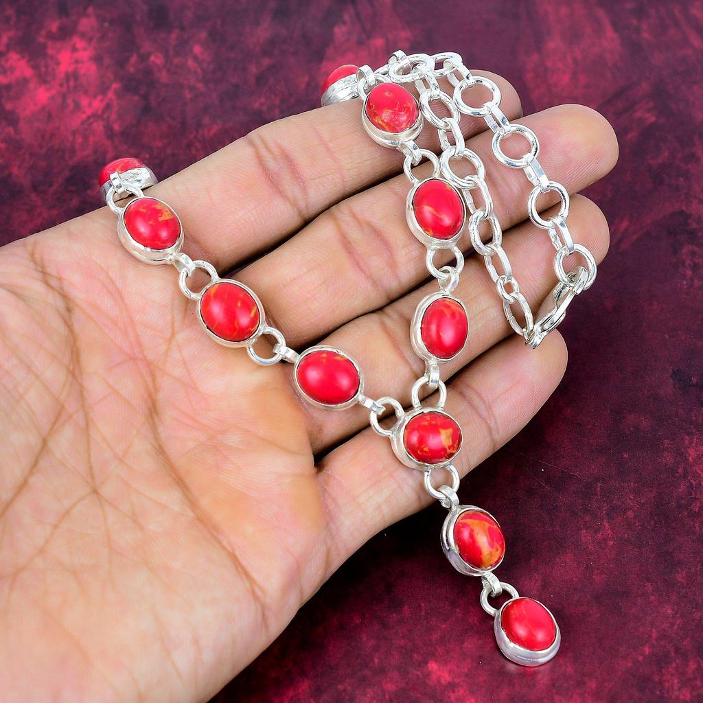 Red Sea Sediment Necklace Gemstone Jewelry, 925 Solid Sterling Silver Necklace, Handmade Jewelry Birthstone Necklace, Gift For Him