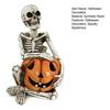 Halloween Skeleton Pumpkin Statue Spooky Pumpkin with Skull/Crow Sculpture Halloween Indoor Resin Ornament for Home Office Desk Decor