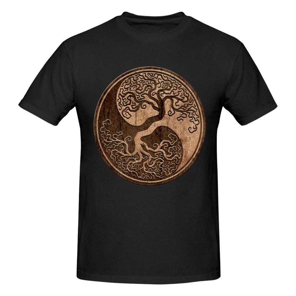 Unisex Tree Of Life Yin Yang Spiritual Natural Balance T Shirt Streetwear Oversized Cotton Crewneck Custom Sleeve Unisex Tshirt