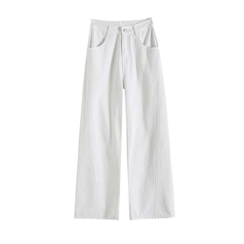 White Wide-leg Pants for Women Spring Wide-leg Jeans for Women Spring and Summer High-waisted Slim Straight-leg Pants for Women Spring