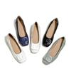 New Women Genuine Leather Pumps Checked Low Heel High Heel Shoes OL Fashion Dress Shoes