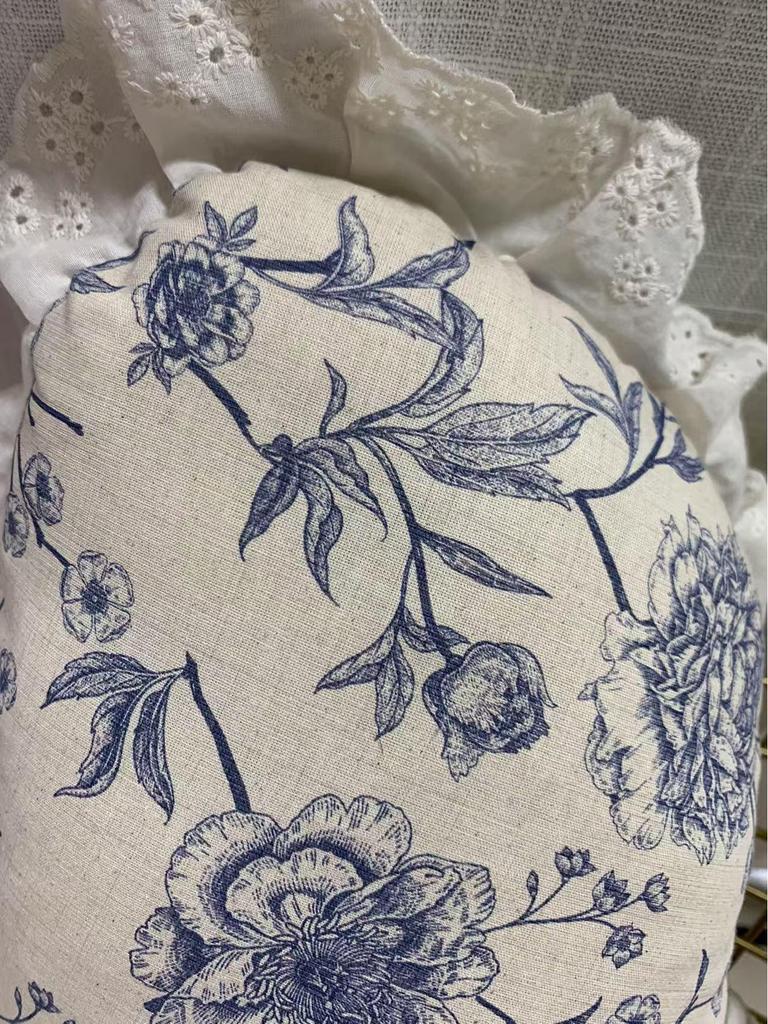 Floral Lace Cotton Linen Throw Pillow for Sofa, Bedroom, Office - Simple Backrest Seat Cushion