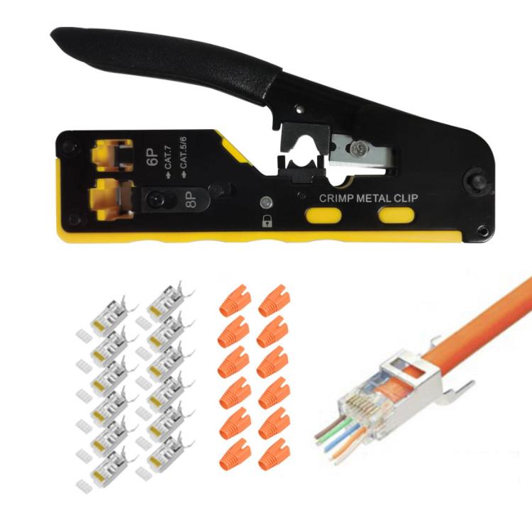 Multifunctional 6P 8P Wire Cable Crimper Stripper Cutter Pliers Network Cat5e Cat6 Cat7 Rj45 Pass EZ Crimping Tool Novelty Gift