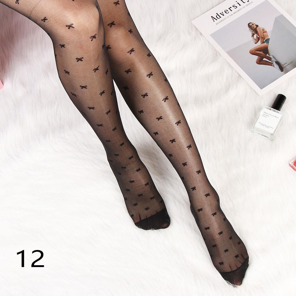 Sexy Women love Dot Embroidery Silk Stocking Thin Vintage Faux Tattoo Thigh Sheer Pantyhose Female Elastic Hosiery girls Tights