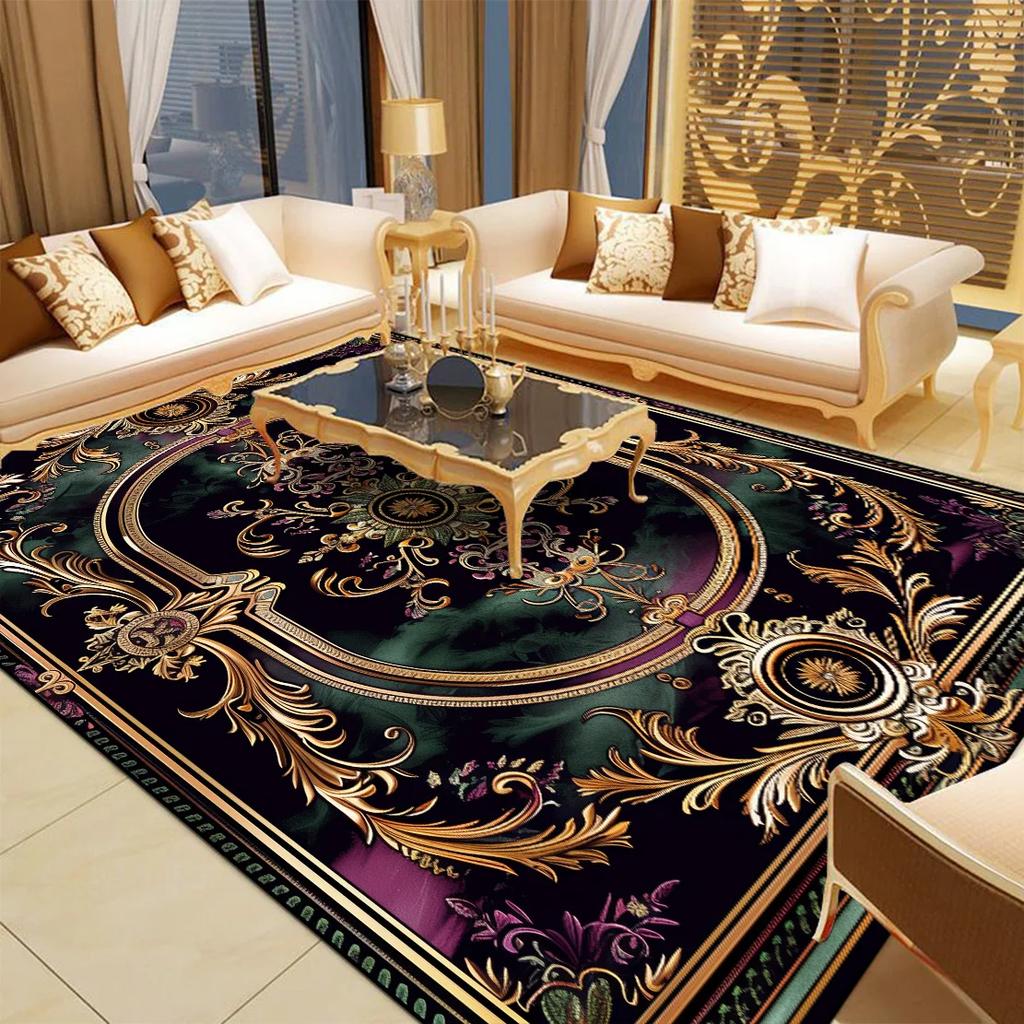 Light Luxury Black Gold Carpet for Living Room Modern Washable Bedroom Decoration Lounge Rug Parlor Entrance Door Mat Cloakroom