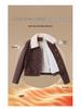 Women's Fleece Lined PU Leather Motorcycle Jacket with Fur Collar, Autumn/Winter Style ZH1158