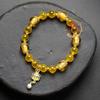 Yellow Heart Agate Gold Foil Rabbit God Bracelet with Porcelain Glaze Beads