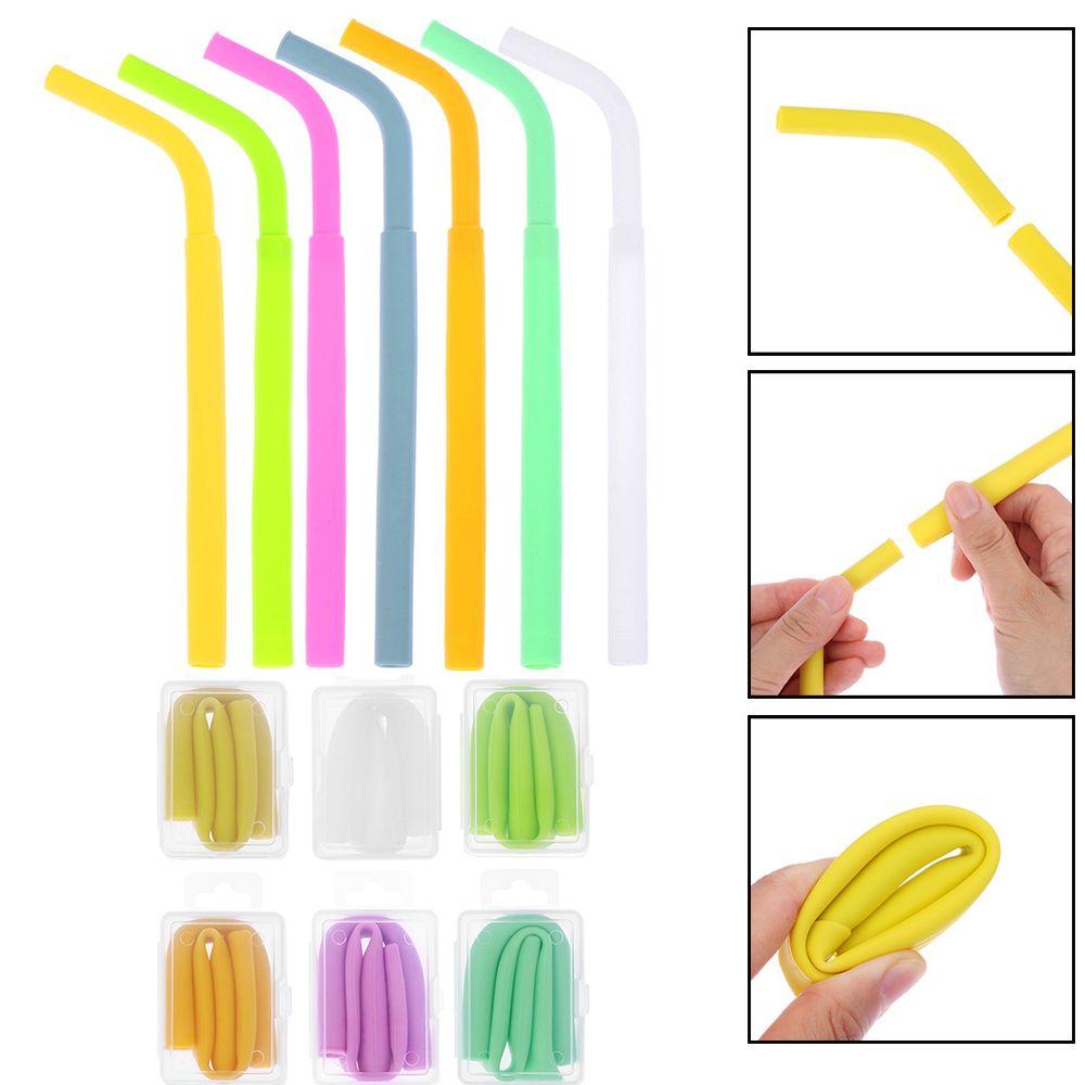 Reusable Drinkware Barware Cleaning Brush Silicone Straws Bar Accessories Foldable Drinking Straw