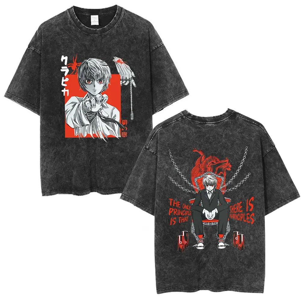 Anime Hunter X Hunter Phantom Troupe Πλυμένα T-shirts Hisoka Γραφικό T-shirts Ανδρικά Γυναικεία Ρούχα Βαμβακερό Oversized T-shirt