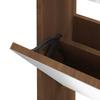 Shoe Cabinet with Mirror 3 Flip Down Compartments Brown Oak Effect