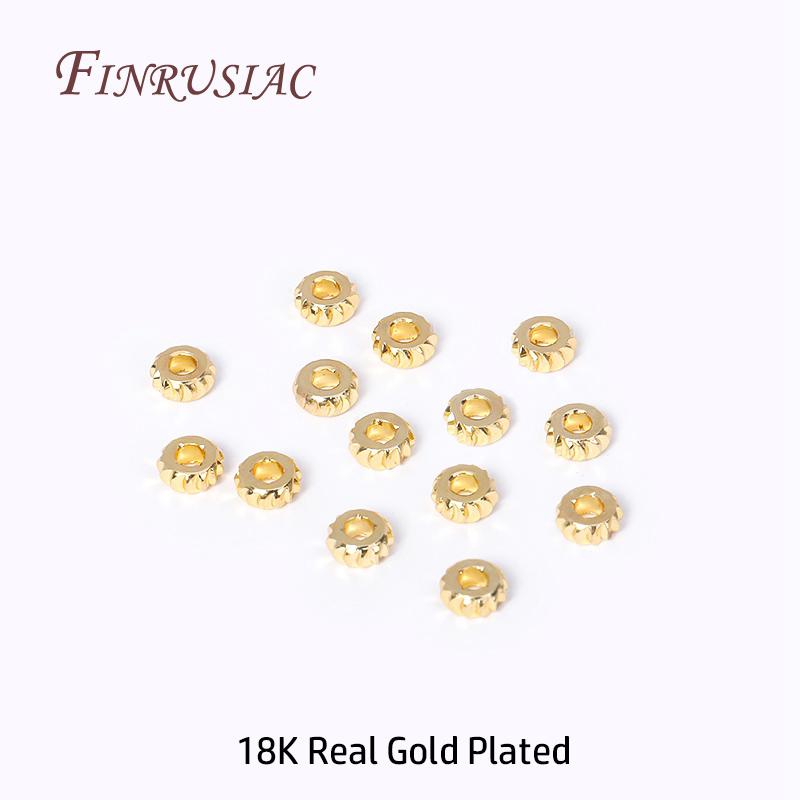 Wholesale Metal Bulk Beads 18K Gold Plated Brass Round Corrugated Spacer Beads For Bracelet Necklace DIY Beading Jewelry Making