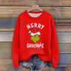 Women's Christmas Print Cardigan Long Sleeve Round Neck Knit Top