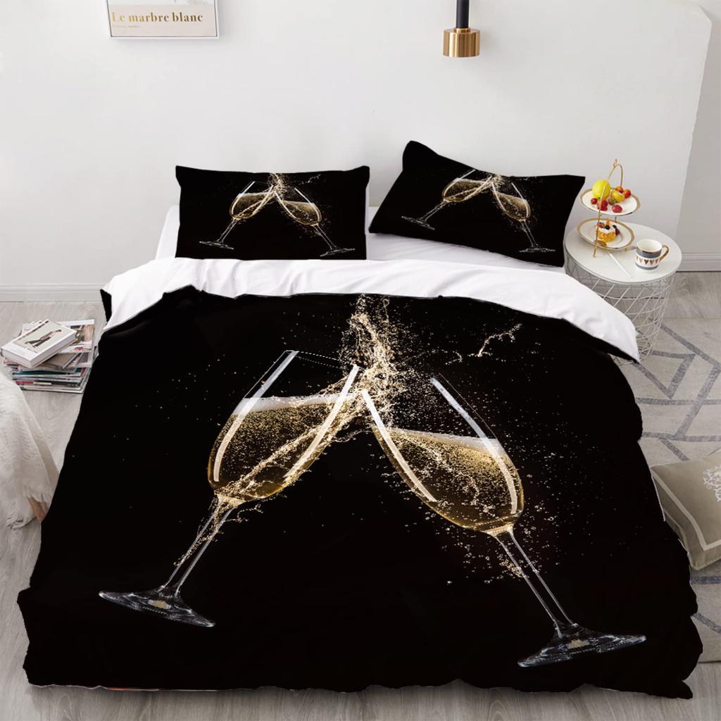 Wine Glass Duvet Covers for Adults Queen Lightweight Down Quilt Covers Romantic Style Bedspread Cover Bedroom Decor No Comforter