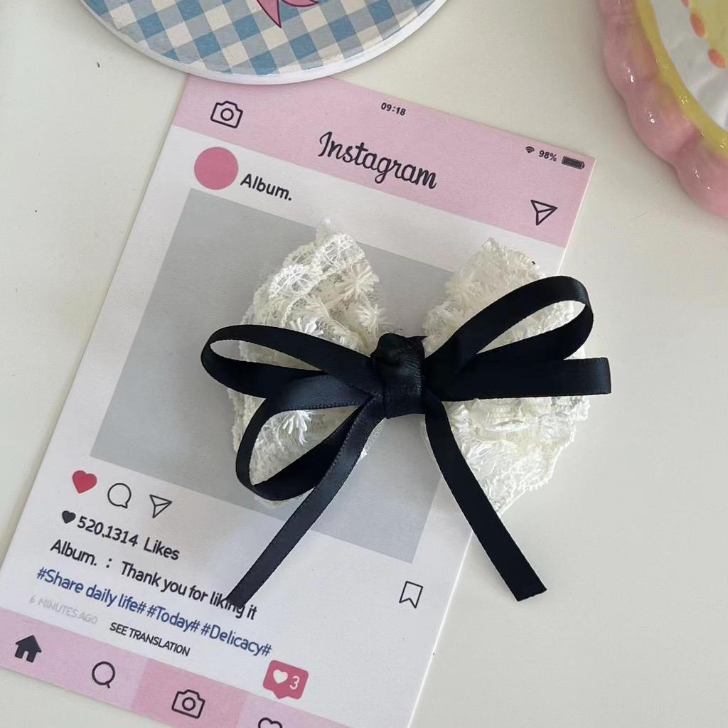 Korean Lace Bowknot Hair Clip for Girls: Handmade, High-end Headwear