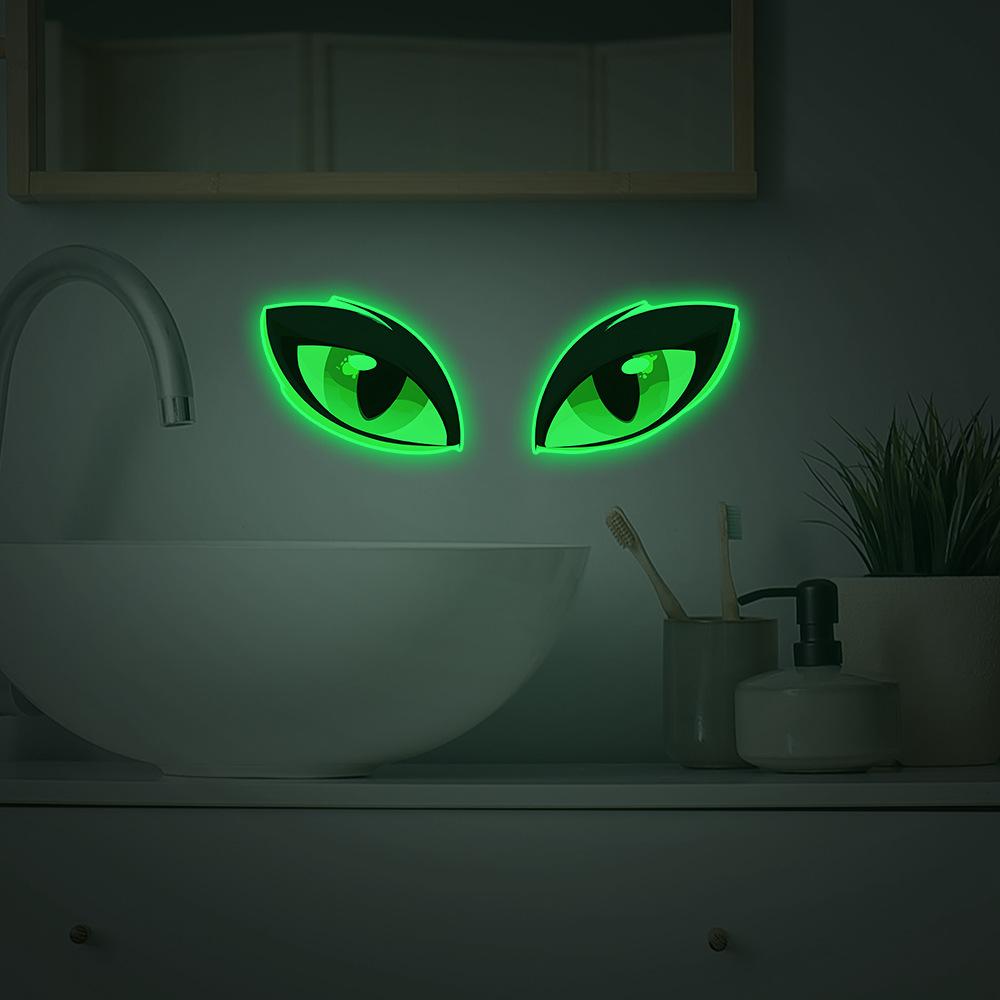 Luminous Green Eyes Bathroom Toilet Home Background Beautification Sticker
