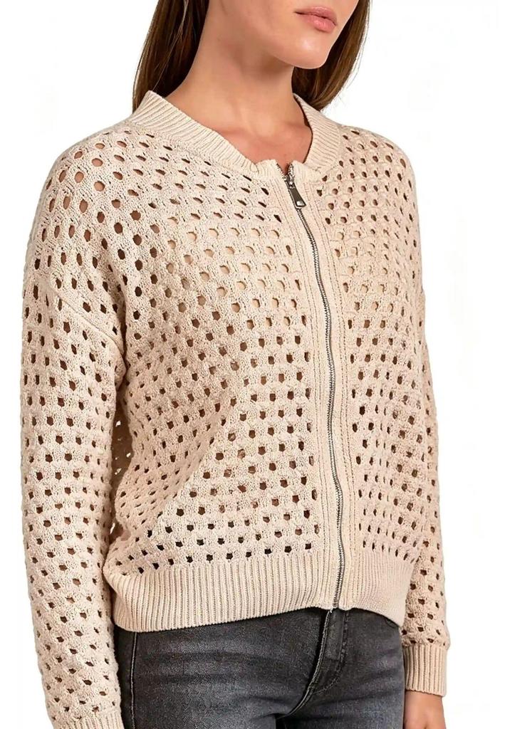 Women's Summer Zipper Sweater: Slimming Mesh Fashion Jacket