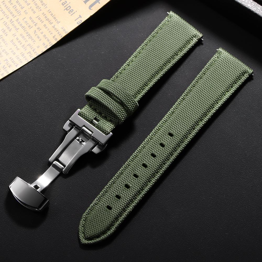 Cinturino Orologio in Tela di Nylon a Rilascio Rapido 20mm 22mm Fibbia a Farfalla per Orologi Omega Seiko Cinturino Orologio Accessori