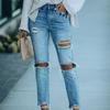 Spring 2022 Womens Fashion High Waist Y2k Women's Skinny Ripped Jeans Baggy Woman Denim Capris Pants Jean Mom Jeans Trousers