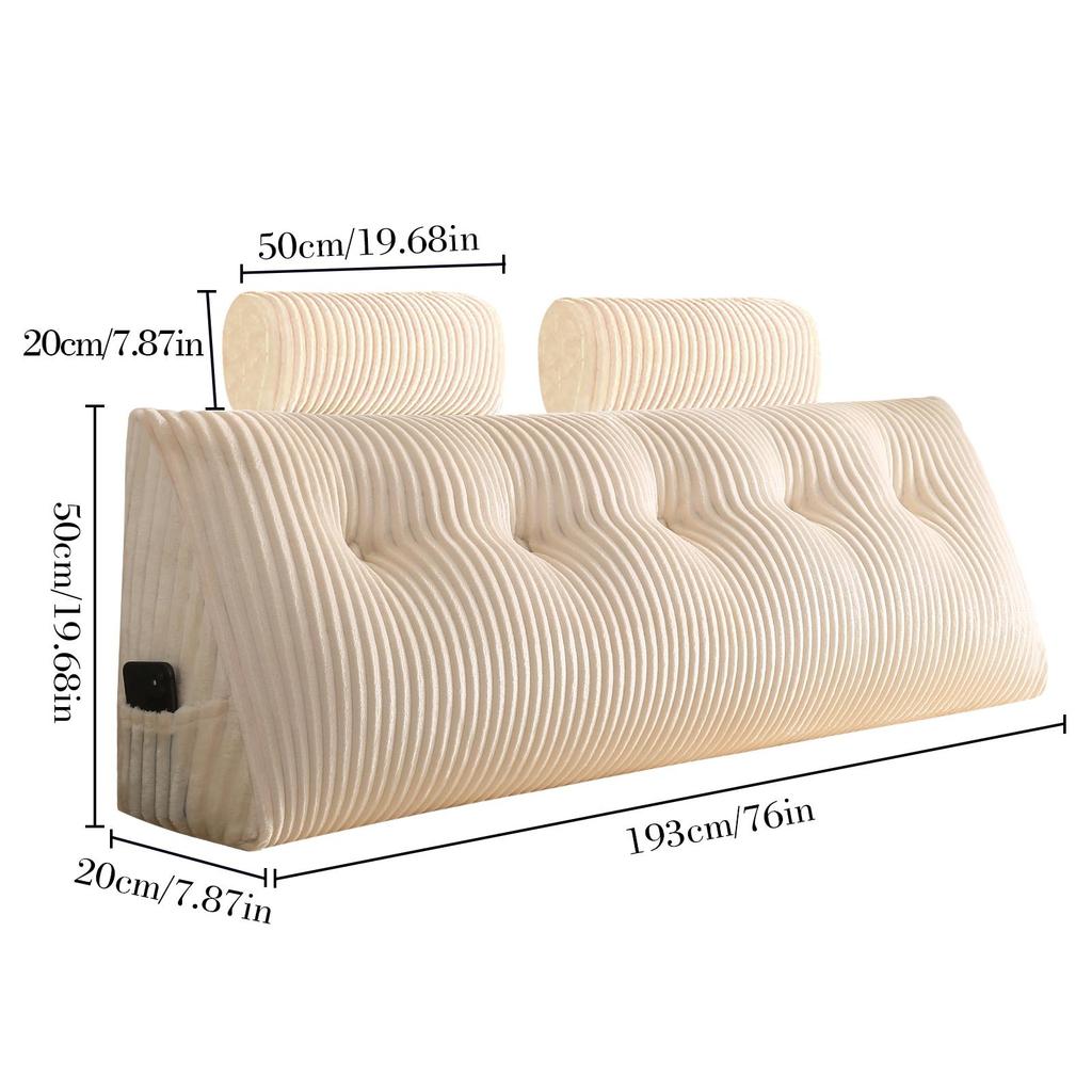 Wedge Headboard Pillow Triangle Cushion Waist Support with Neck Pillow