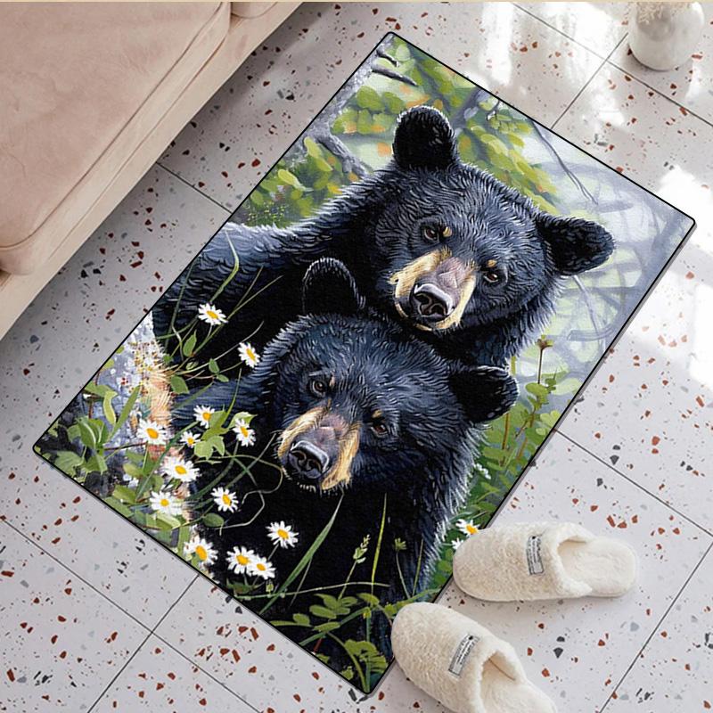Black bear Rug - Home carpet Office Decorative Carpet For Living Room Bedroom Door Mat Floor Rug Computer Chair Area Rug