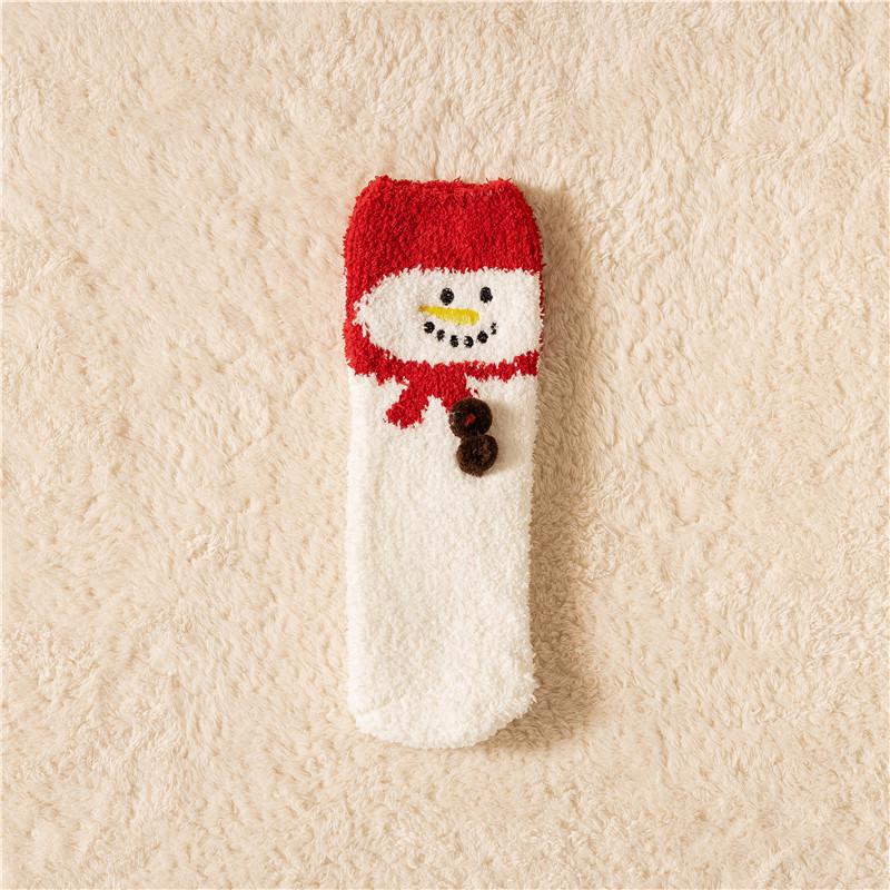 Chaussettes Boule de Noël en Polaire Corail pour Femmes - Prêtes pour l'Hiver, Résistantes au Froid, Chaussettes de Nuit Mi-Mollet Doublées Polaire, Cadeau de Noël Parfait.