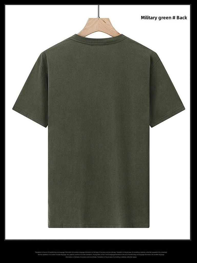 Dad's Monk Collar Short-Sleeve Cotton T-Shirt with Pockets - Loose Fit for Middle-Aged Men, Perfect for Summer