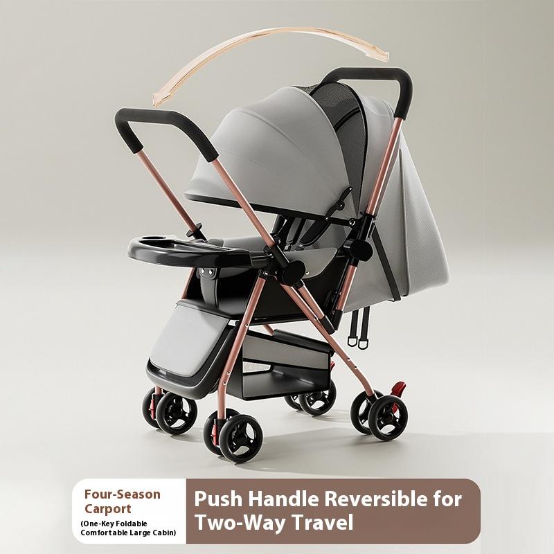 Stroller stroller can sit and lie down 0 to 3 years old, lightweight and foldable one-click collection, children's four-wheel baby walker stroller