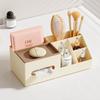 Desktop Tissue Holder Storage Box Multi-Functional Cosmetic Storage Organizer Tissue Dispenser for Living Room Bedroom Office