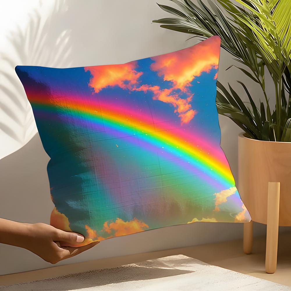 Rainbow Pillow Case Linen Cushion Covers For Decorative Sofa Home Pillows Case Car Chair Pillows Cases