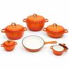 Conjunto de Panelas de Abóbora Esmaltadas em Ferro Fundido: Panela de Sopa, Panela de Ensopado, Frigideira, Wok Domésticos - Presente Universal Ideal
