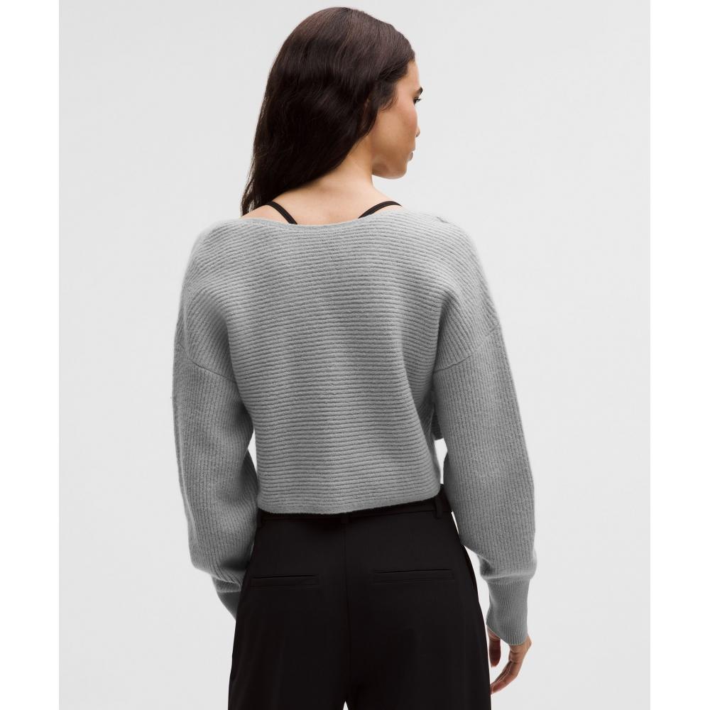 Lululemon Brushed Cotton Reversible Crossover Sweater Silver Drop