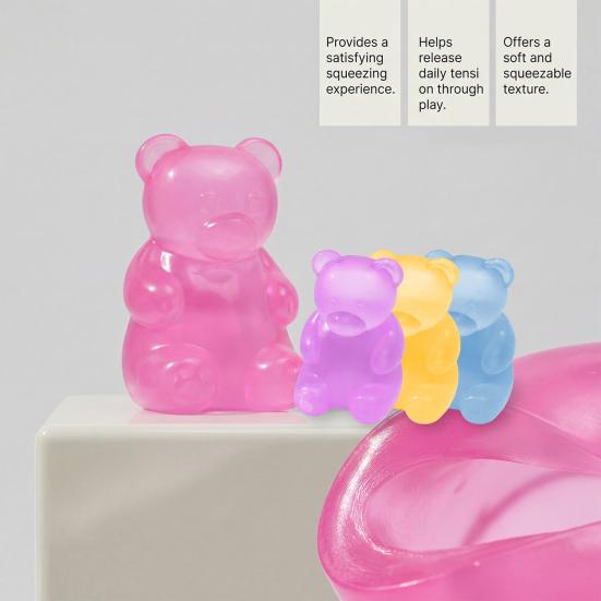 Soft Pinch Toy Bear Shape Stress Relief Toy Elastic Sensory Fidget High Density Ball Durable TPR Ball Portable for Kids Adults Desktop Decor