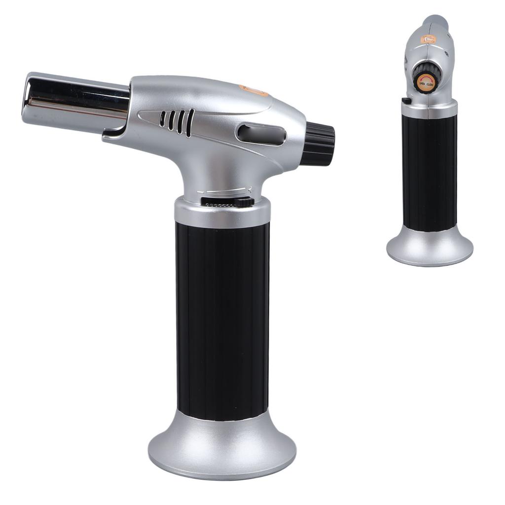 MOD 800 Flame Gas Torch Hand Held Mini Blow Torch for Cigar Outdoor BBQ Camping Cooking Silver Black Large Size