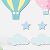 9 Pcs Hot Air Balloon Nursery Wall Decor Boho Wooden Baby Shower Wall Sign Hot Air Balloons Stars Clouds Sculptures for Bedroom Classroom Playroom