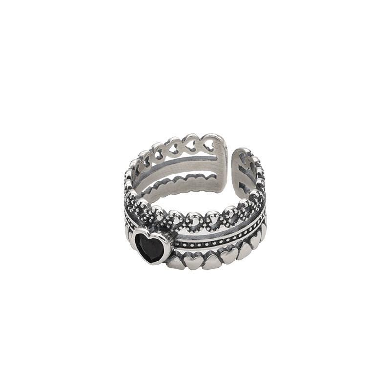 S925 Pure Stylish Silver Heart Ring For Women Retro Design Perfect For Special Occasions
