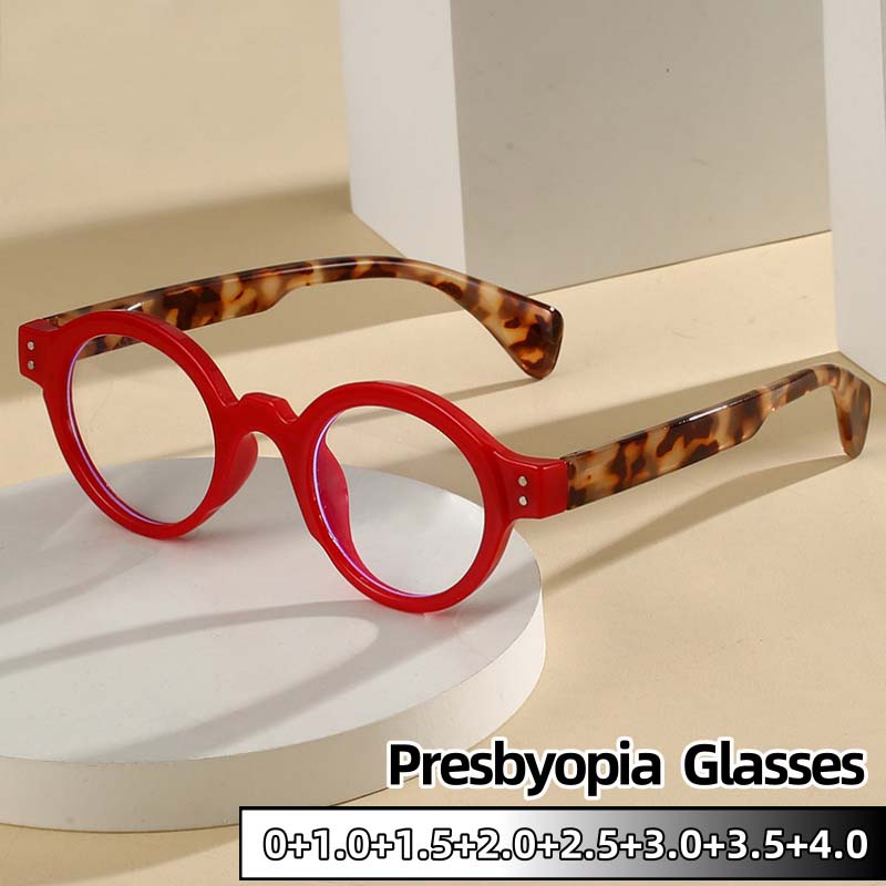 Stylish HD Anti-blue Reading Eyewear Compression Resistant and Durable Unisex Casual Versatile Round Frame Presbyopia Eyewear