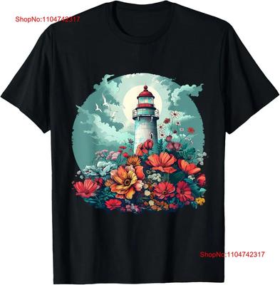 Lighthouse Seaside House Sailing Sea Beach Light T Shirt Vintage Washed Versatile Unisex Designer Clothes Slightly Stretched