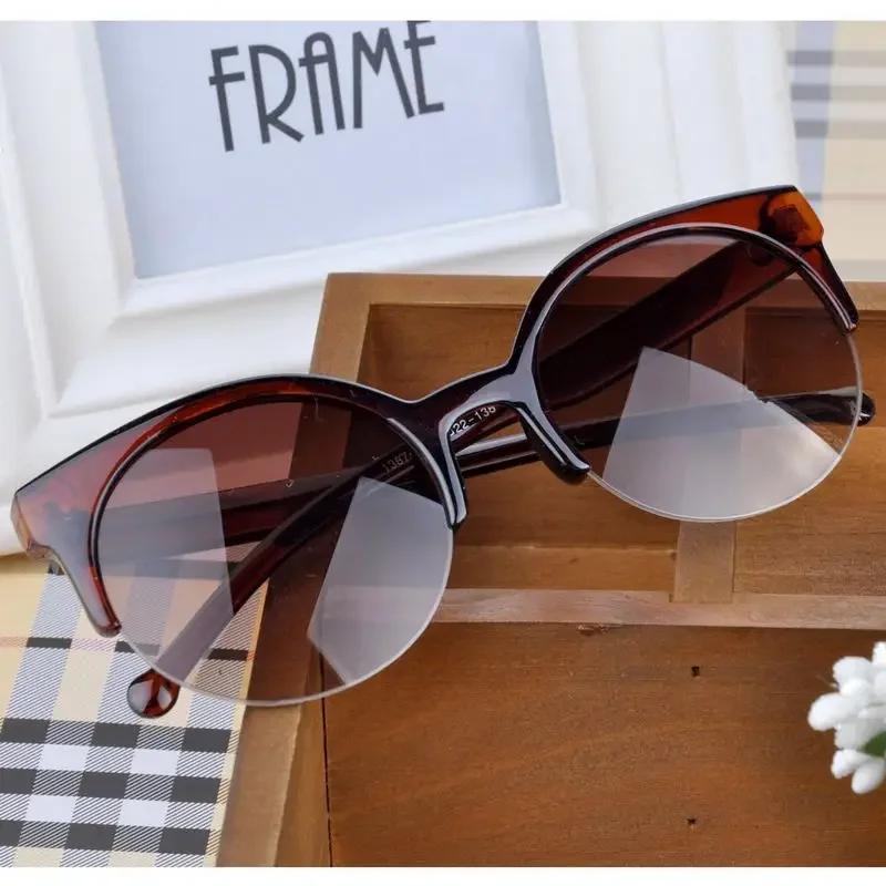 New Vintage Cat Eye Sunglasses Women Retro Half Frame UV Protection Travel Party Glasses Stylish Female Sunwear
