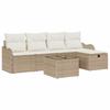 Garden Sofa Set with Cushions 6 Pcs Beige and Cream Poly Rattan