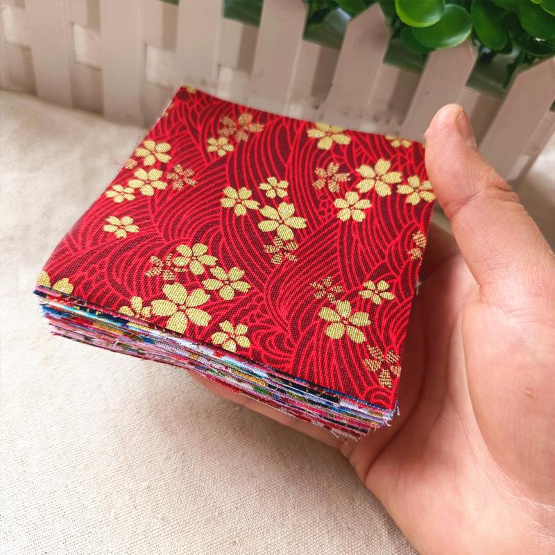 50 Stück Quadratischer Stoff 10x10cm Bedruckte Baumwolle Japanischer Stil Nähmaterial für DIY Handgemacht Quilten Patchwork