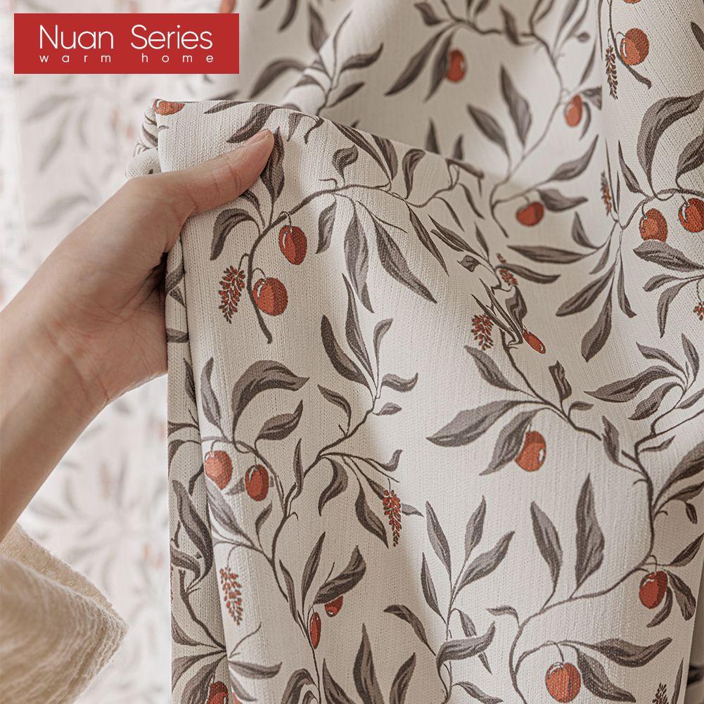 1PC Nuan Series Rural Healing Thick Curtains, Retro Fruit Printed Blackout Curtains for Bedroom Living Room Window for Home Decor