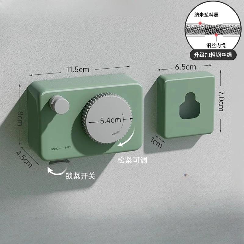 4.2 м Настенная Непровисающая Сушилка для одежды Выдвижная Бельевая веревка Для дома Невидимая Выдвижная Сушилка для одежды Бельевая веревка Настенная зелёный