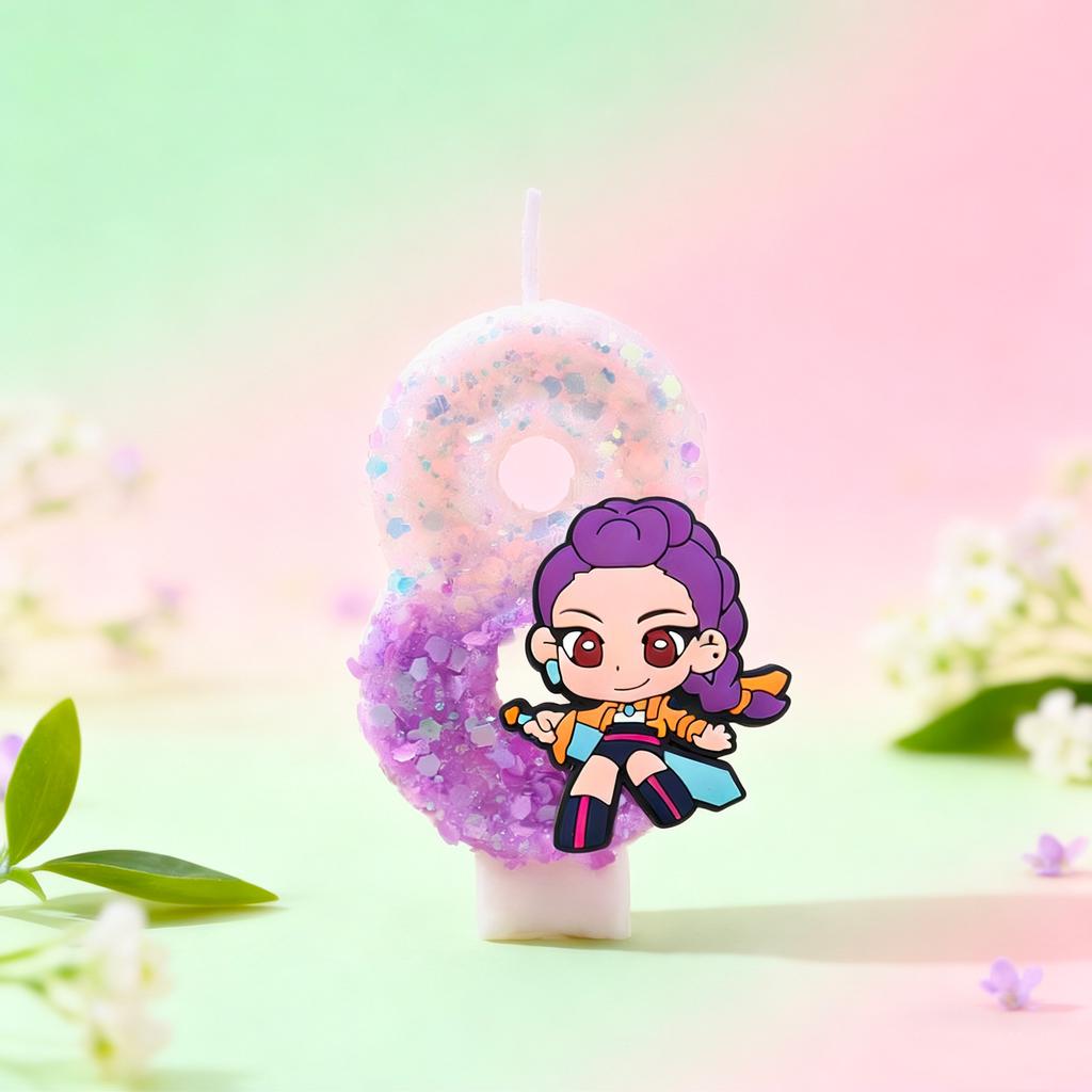 Kpop Demon Hunter Themed Candles for 5-9 Year Old Kids Birthday Parties Exquisite Cake Decorations Party Favors Supplies