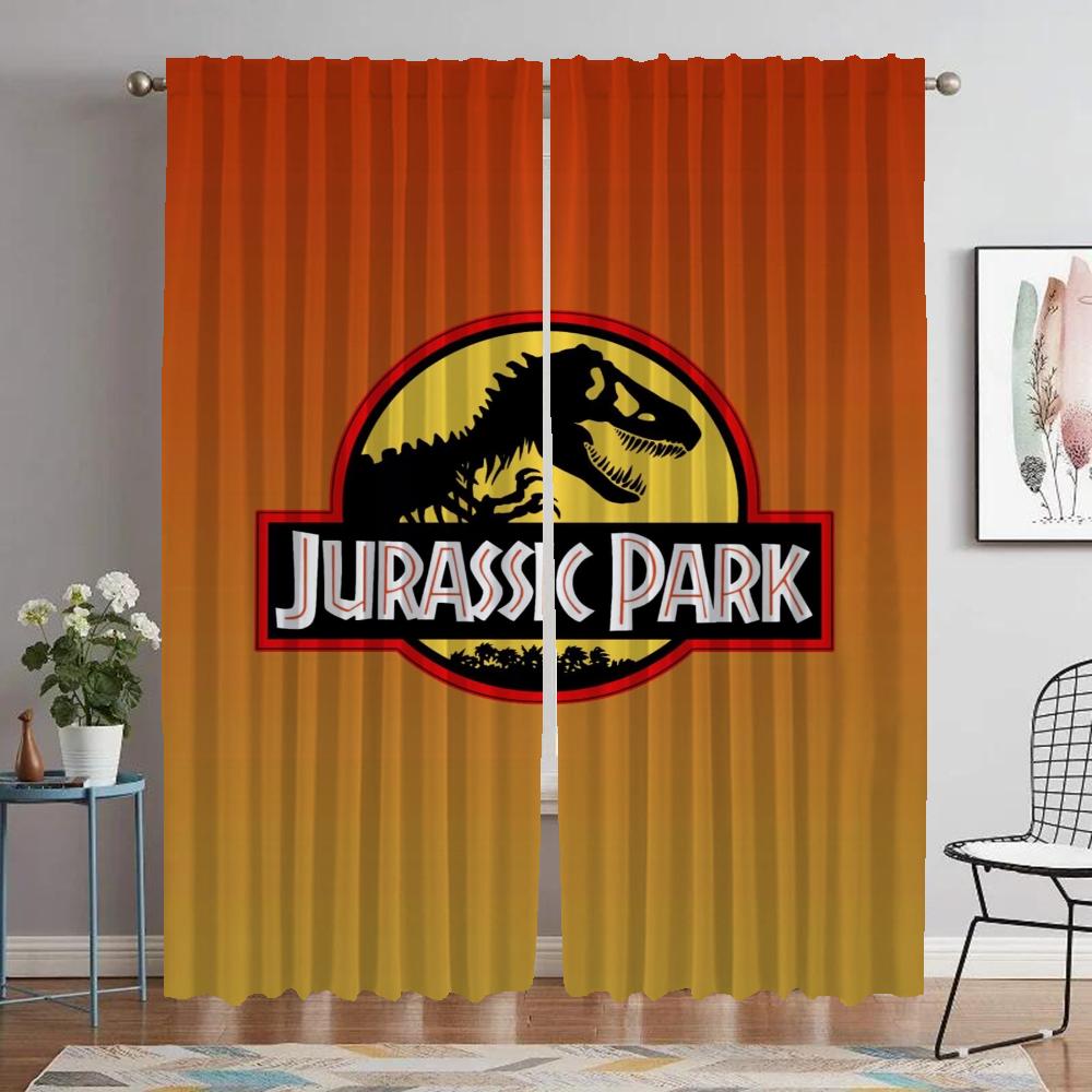 Jurassic Park Home Interior Curtains for Camera Tulle for Bedroom Shades Partition Anti-mosquito Curtains 2 Pieces Curtain Room