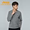 Jeep Men's Solid Round Neck Long Sleeve T-Shirt